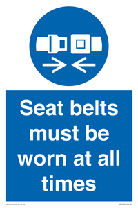 Seat belts must be worn at all times